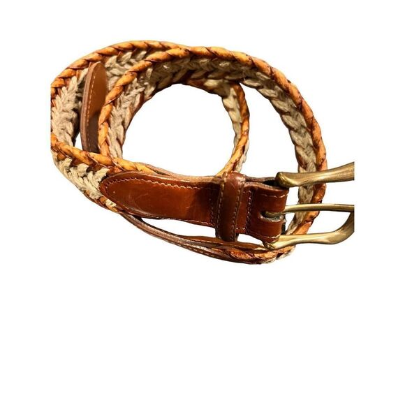 Vintage TORINO Braided Leather brass buckle  size 32 USA made - Picture 2 of 12